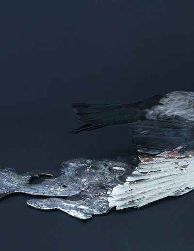 6.Saturated, 2017. roadkill crow, copper, bronze, silver. size 45x25 cm. photo Iben Kaufmann